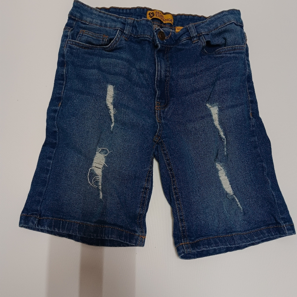 Distressed Blue Denim Shorts